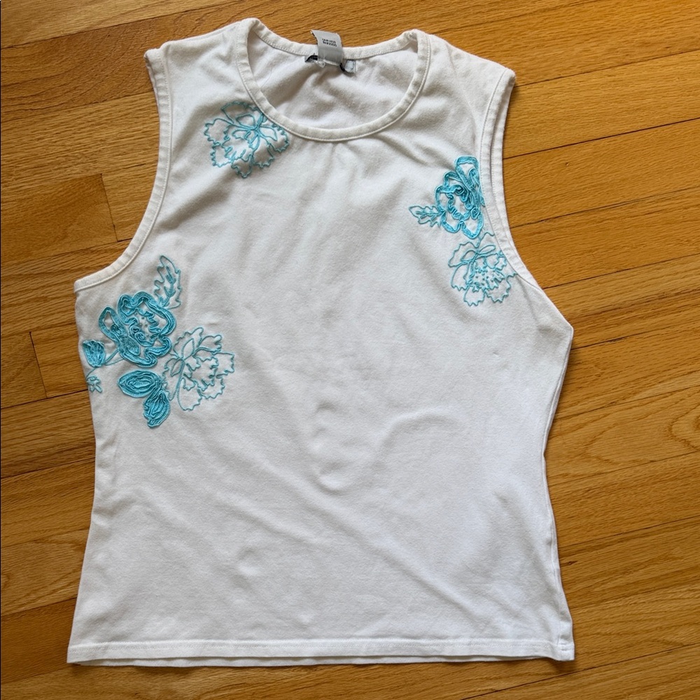 white embroidered tank top